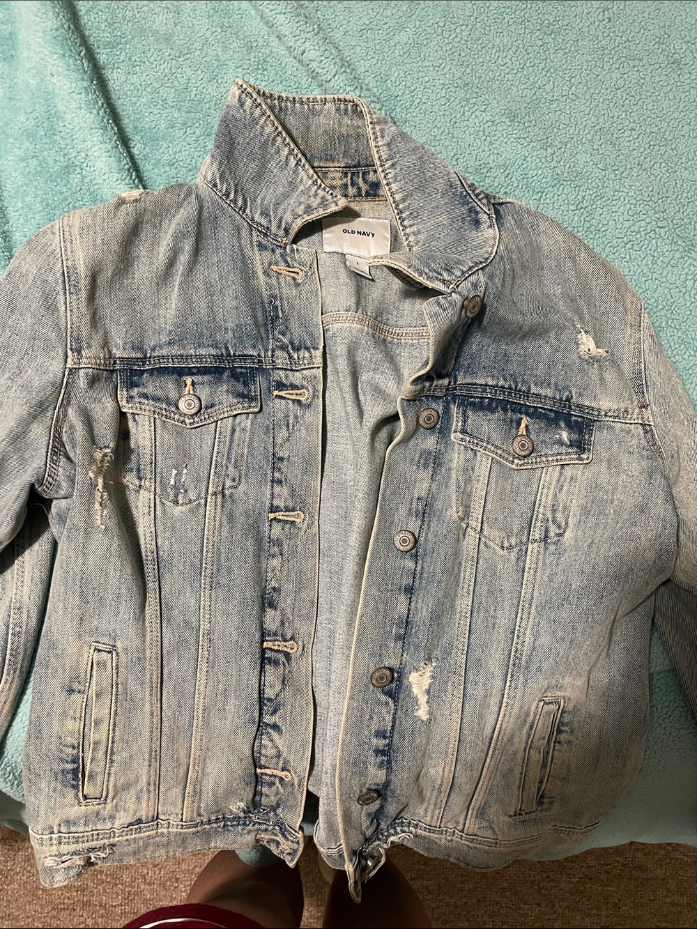 Old Navy Kids Distressed Light Wash Denim Jacket